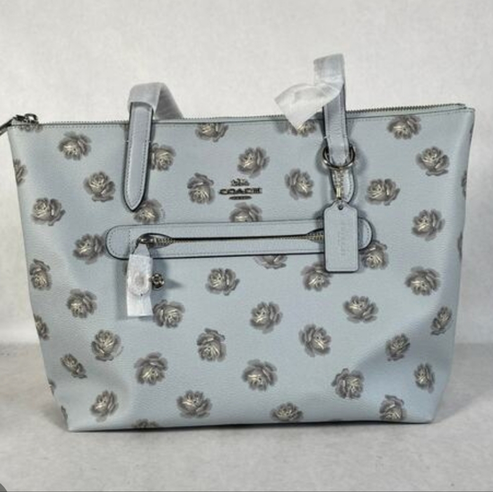 Coach Taylor Shoulder Tote in Rose-Strewn Silver/Sky RARE